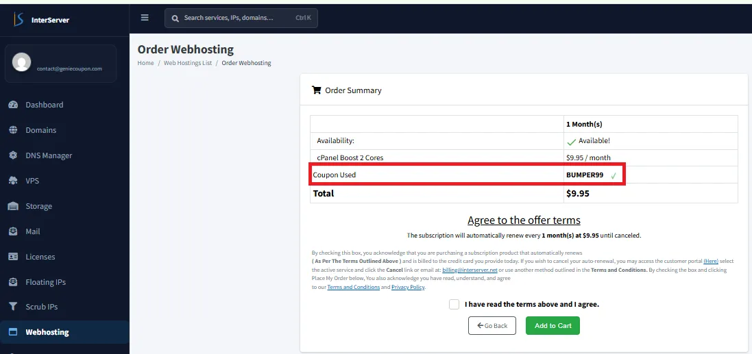 33% off on interserver services